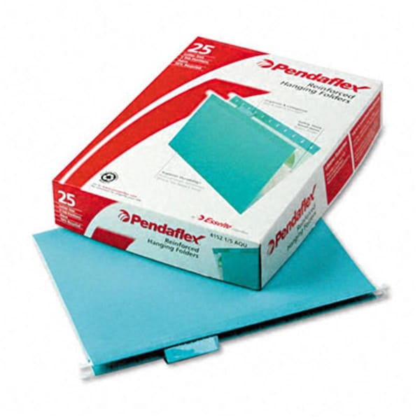 Pendaflex Pendaflex 415215AQU Reinforced Hanging File Folders- Kraft- Letter- Aqua- 25/Box 415215AQU - main